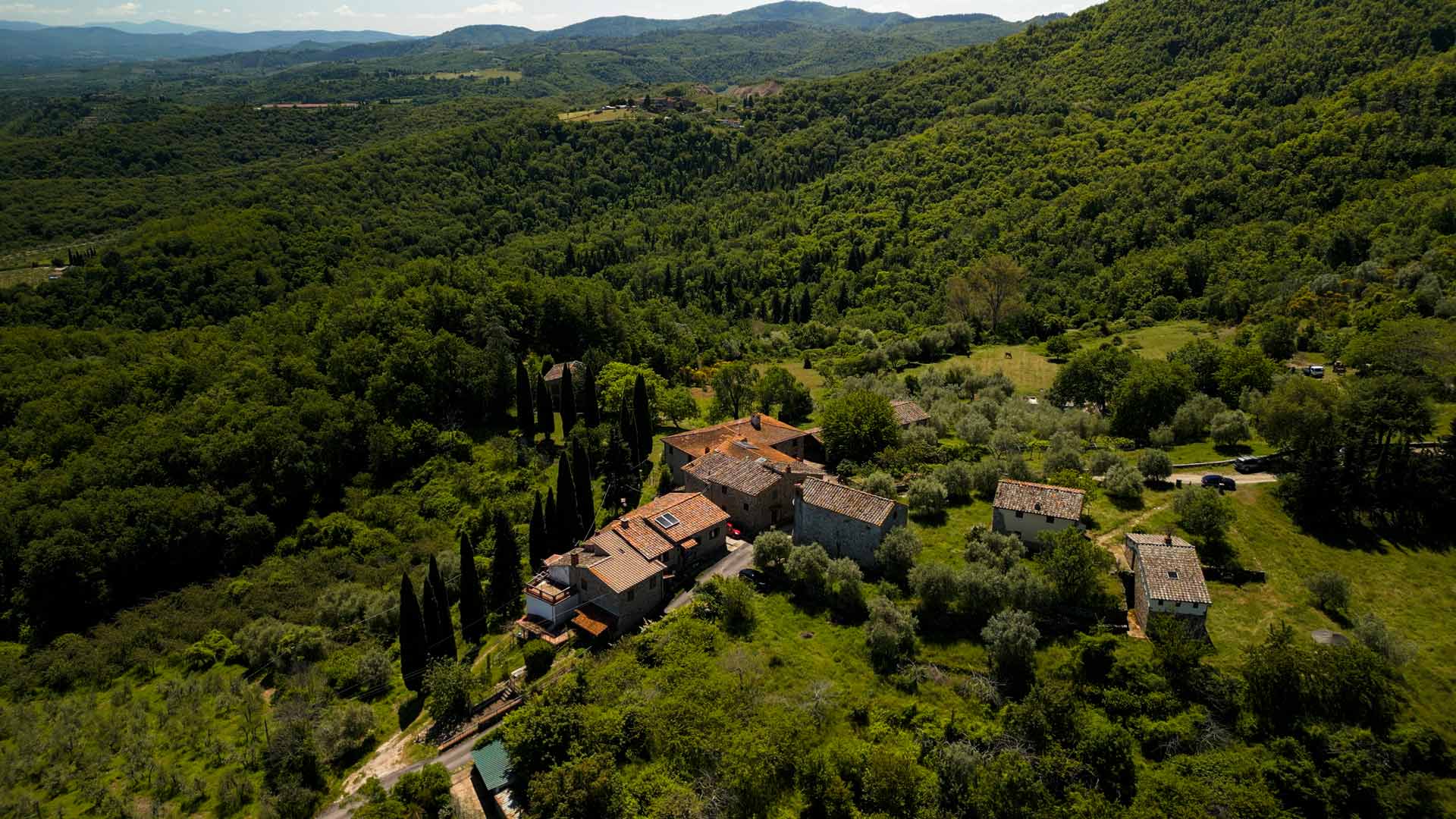 Overview-property Aerial view of Borgo Casignano